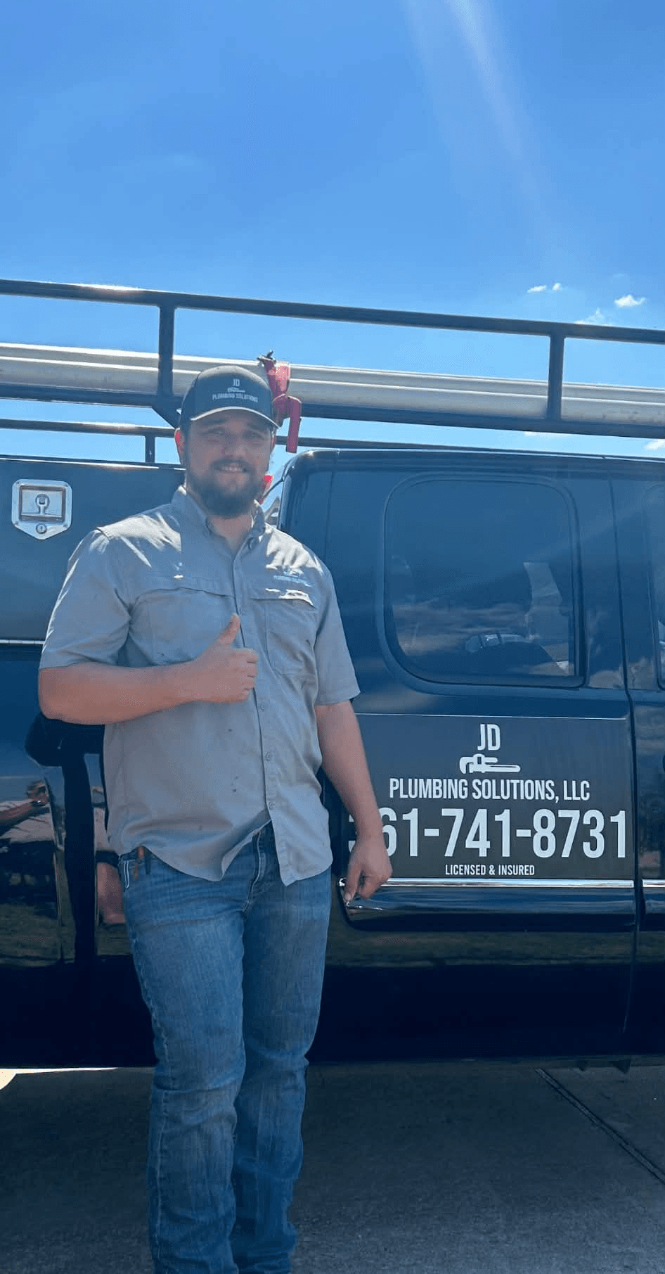 Plumbing project - JD Plumbing Solutions service truck and on-site technician