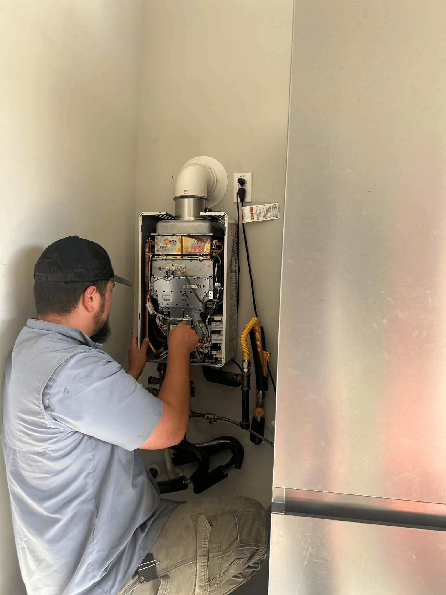 Tankless and tank water heater installation and plumbing connections