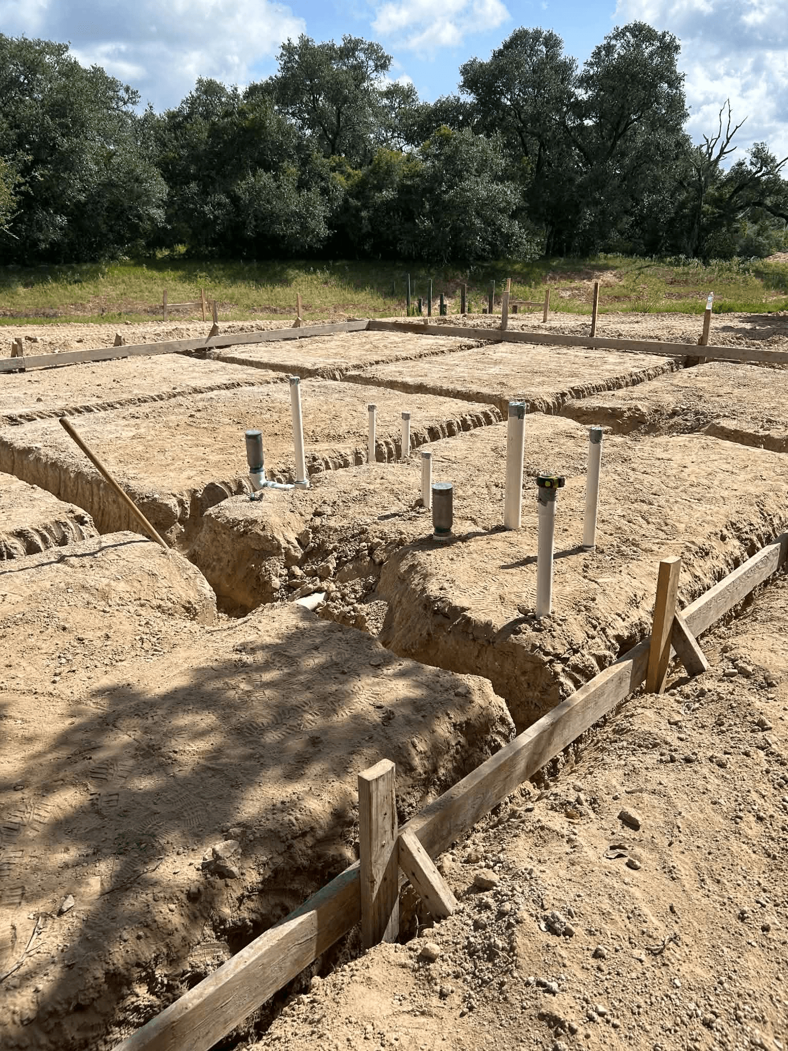 New construction residential plumbing rough-in layout and underground line installations by JD Plumbing Solutions